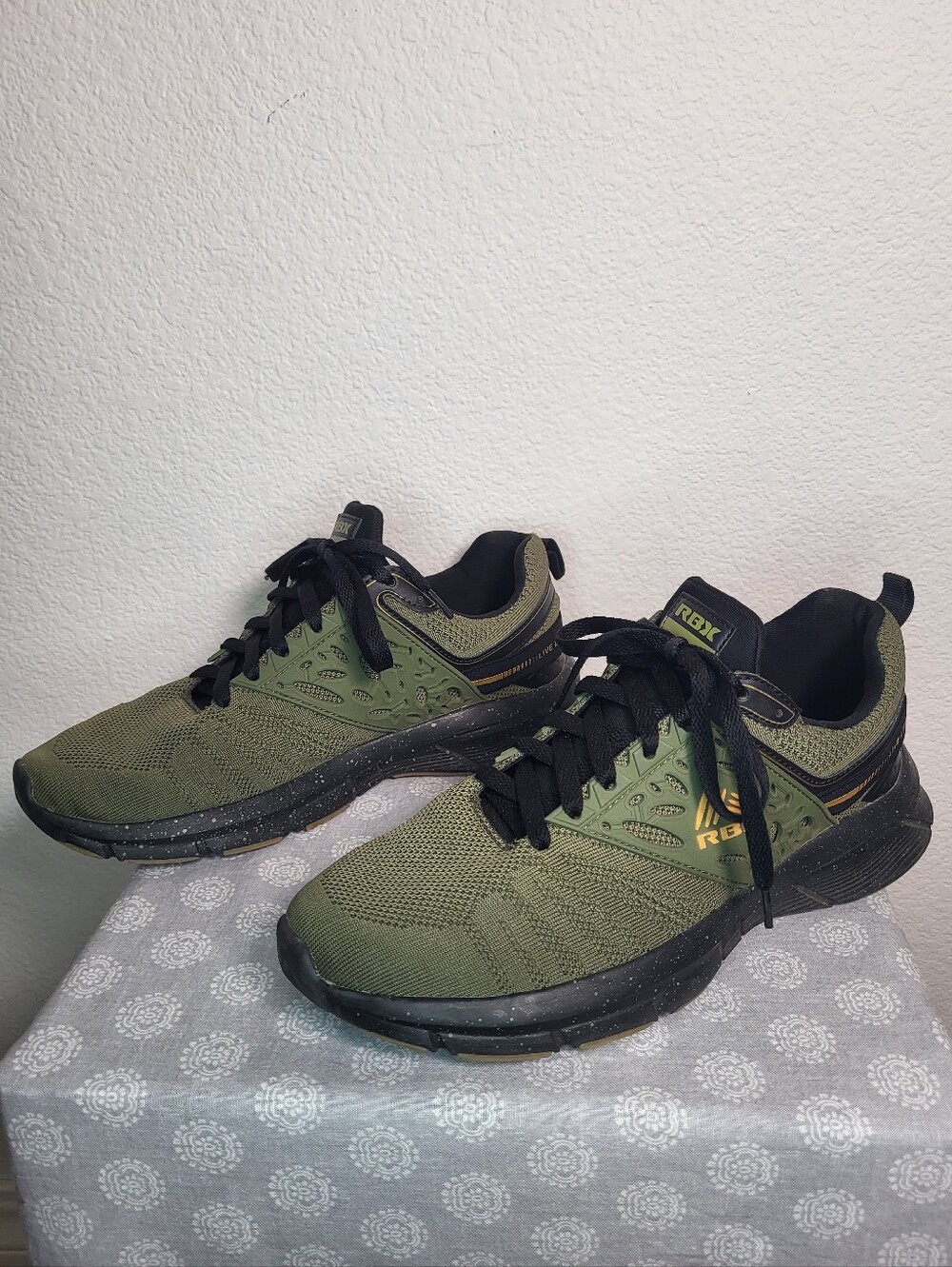 RBX Live Life Active athletic sneakers in olive/sage green & black size 10